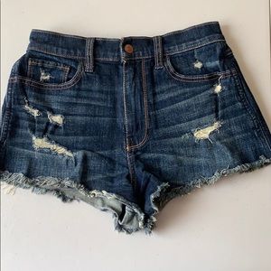 Hollister ripped dark wash shorts